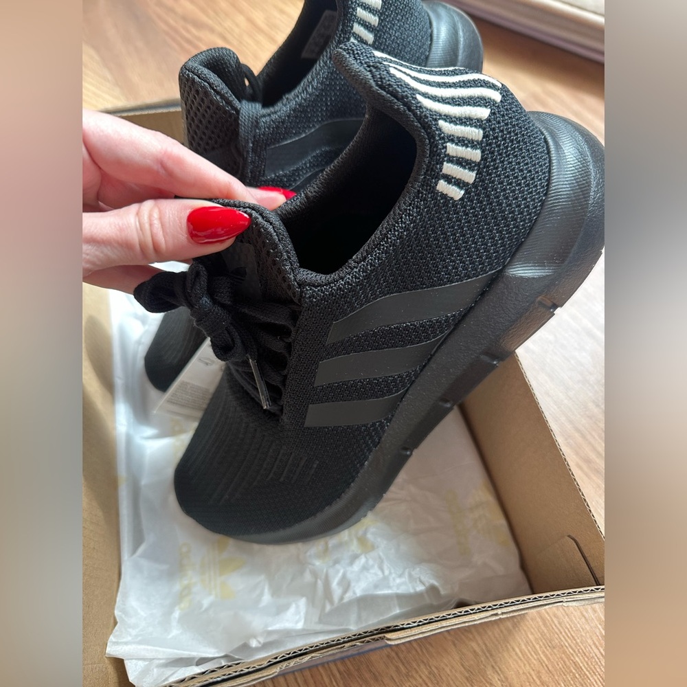 adidas Black Knit Athletic Sneakers with Subtle Stripes